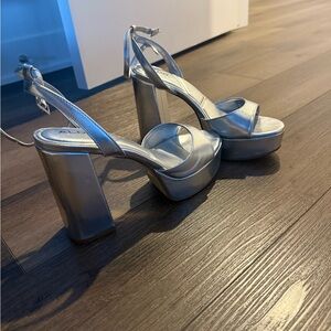 Aldo Silver Platform Heels